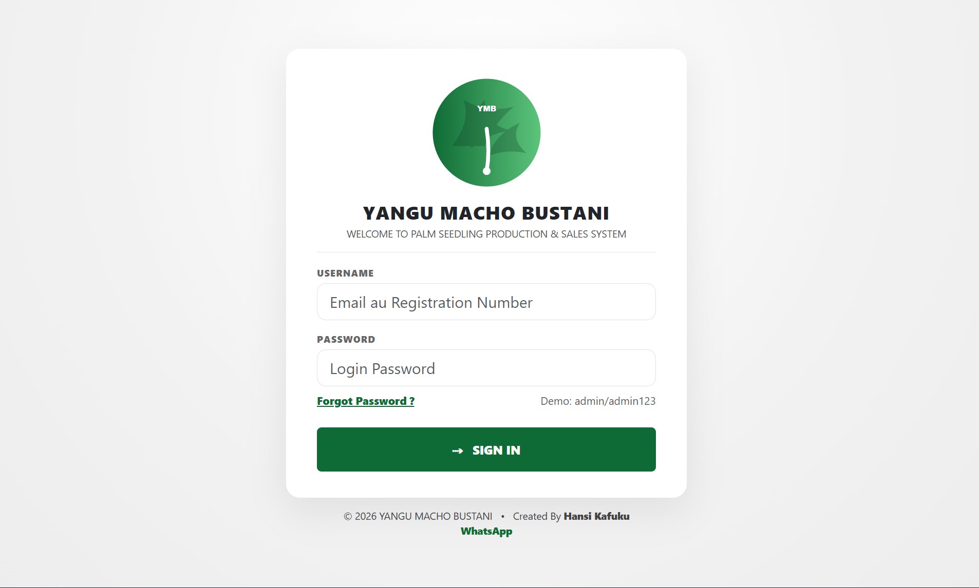 Palm Seedling Production & Sales System